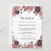 Elegant Burgundy Summer Floral Vow Renewal Kaart (Voorkant)