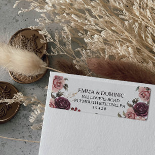 Elegant Burgundy Summer Return Address Label