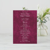 Elegant Burgundy Velvet White Welcome Dinner Menu (Staand voorkant)