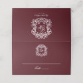 Elegant Burgundy Vintage Crest Monogram Wedding (Buitenkant ongevouwen)
