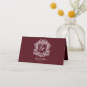 Elegant Burgundy Vintage Crest Monogram Wedding (Achterkant)