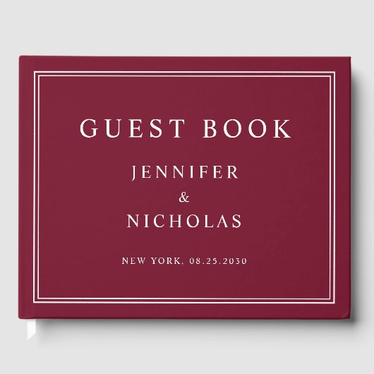 Elegant Burgundy Wedding Gastenboek (Voorkant)