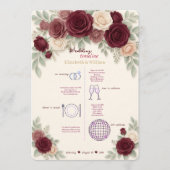 Elegant Burgundy Wedding Timeline Program Programma (Voorkant)