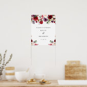 Elegant Burgundy Welcome Wedding Sign Poster (Keuken)