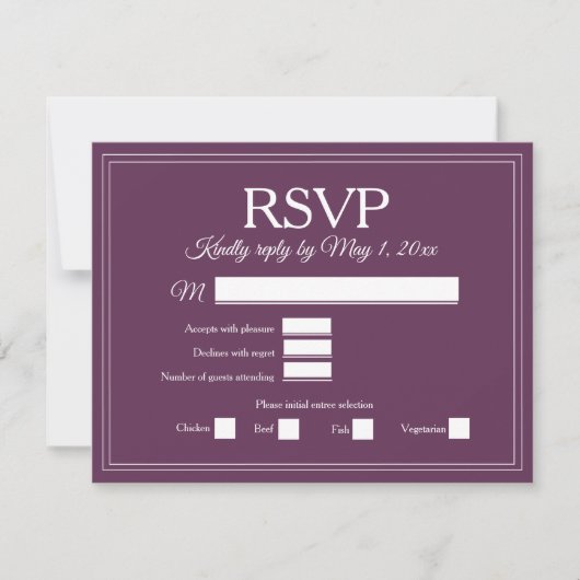 Elegant Burgundy Wine Berry Velvet Wedding RSVP (Devant)