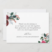 Elegant Burgundy Winter Rozen Greenery Bedankkaart (Achterkant)