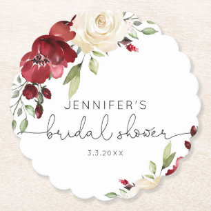 Elegant burgundy's herfst bruiloft servetten kartonnen onderzetters