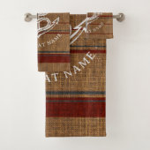 Élégant Burlap Ancre Nautique Nom de bateau Person (En situation)