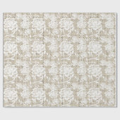 Elegant Burlap- en White Lace Wrapping Paper Cadeaupapier (Vlak)