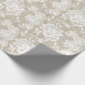 Elegant Burlap- en White Lace Wrapping Paper Cadeaupapier (Hoek)