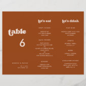 Élégant Burnt Orange Menu & Numéro de table triplé (Devant)