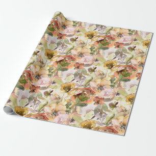 Elegant Burnt Oranje Gele Herfst Autumn Floral Cadeaupapier