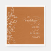 Elegant Burnt Oranje Minimalist Leaves Wedding Servet (Voorkant)