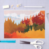 Elegant Burnt Oranje Waterverf Autumn Landschap Tissuepapier (Craft)