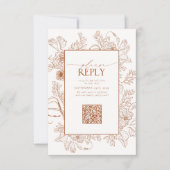 Elegant Burnt Oranje Wedding QR Code Gelieve te an RSVP Kaartje (Voorkant)