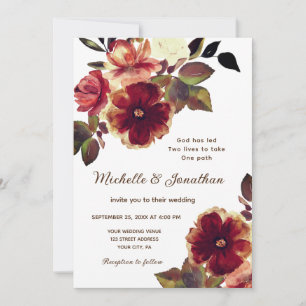 Elegant Burnt Sinaasappel Floral Christelijk Weddi Kaart