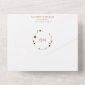 Elegant Burnt Sinaasappel Floral Crest Monogram We All In One Uitnodiging (Achterkant)