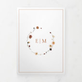 Elegant Burnt Sinaasappel Floral Crest Monogram We Drieluik Uitnodiging (Cover)