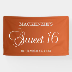 Elegant Burnt Sinaasappel Sweet 16 Verjaardag Spandoek