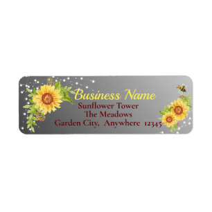 Elegant Business Floral Sunflower Adres Etiket