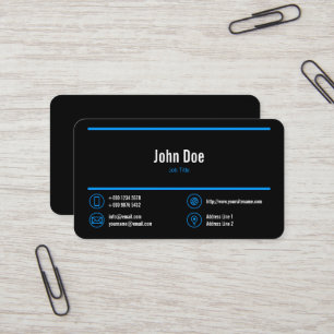 Elegant Business Logo Blue Lines Blue Icons Black Visitekaartje