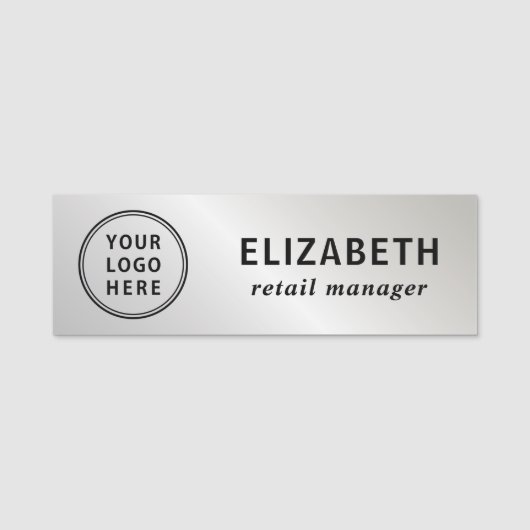 Elegant Business Logo Silver Naamplaatje (Voorkant)