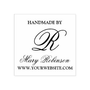 Elegant Business Monogram "Handgemaakt door" Rubberstempel
