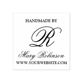 Elegant Business Monogram "Handgemaakt door" Rubberstempel