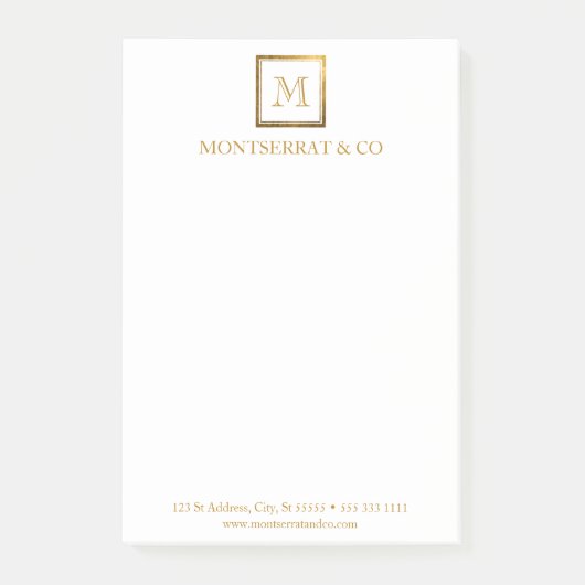 Elegant Business Monogram Logo Gold Square Post-it® Notes (Voorkant)