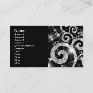 Elegant Business Silver Glitter Swirl Visitekaartje