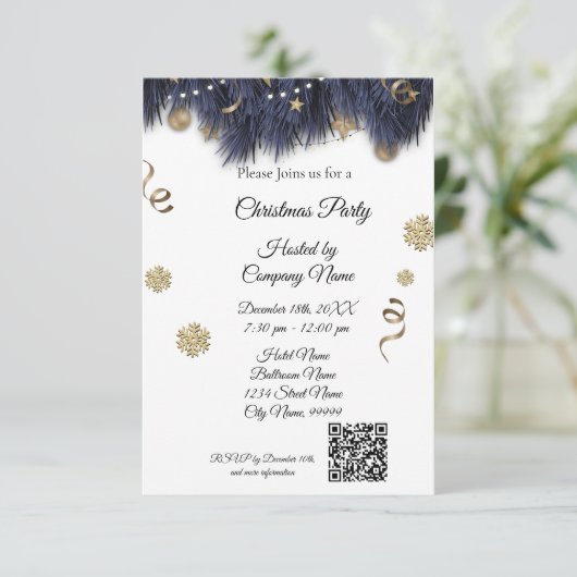 Elegant Bussines - Uitnodiging voor Kerstmis (Staand voorkant)