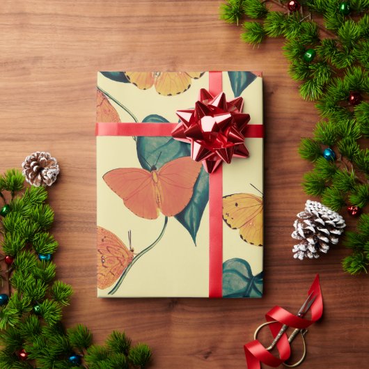 Elegant  Butterflies en Leaves Pattern | Cadeaupapier (Feestdagen Geschenken)