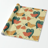 Elegant  Butterflies en Leaves Pattern | Cadeaupapier (Uitgerold)