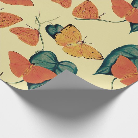 Elegant  Butterflies en Leaves Pattern | Cadeaupapier (Hoek)