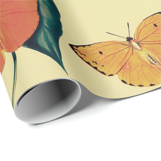Elegant  Butterflies en Leaves Pattern | Cadeaupapier (Rol Hoek)