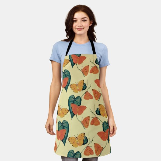 Elegant Butterflies en Leaves Pattern | Schort (Gedragen)