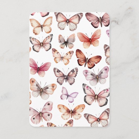 Elegant Butterflies Vrijgezellenfeest AANGEPASTE Q Informatiekaartje (Achterkant)