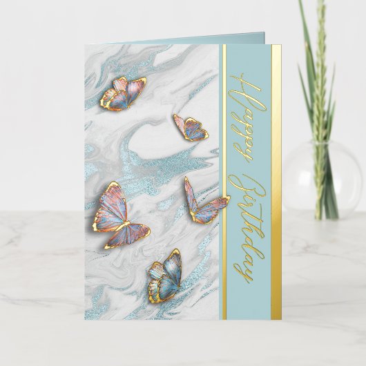 Elegant Butterfly Birthday Folie Wenskaart (Voorkant)