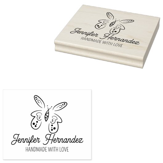 Elegant Butterfly Custom Handmade Large Rubberstempel (Gestempeld)