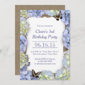 Elegant Butterfly Floral Birthday Party Kaart (Voorkant / Achterkant)