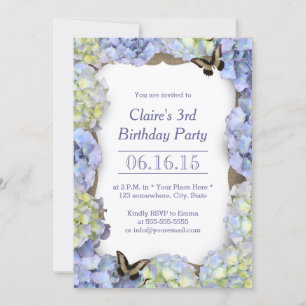 Elegant Butterfly  Floral Birthday Party Kaart