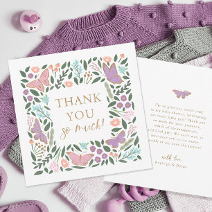 Elegant Butterfly Garden Baby shower Bedankkaart