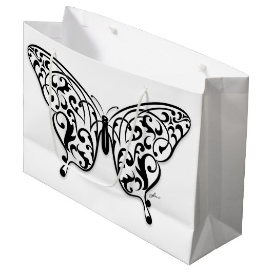 Elegant Butterfly Gift Bag Design by Eksi Groot Cadeauzakje (Voorkant Gekanteld)