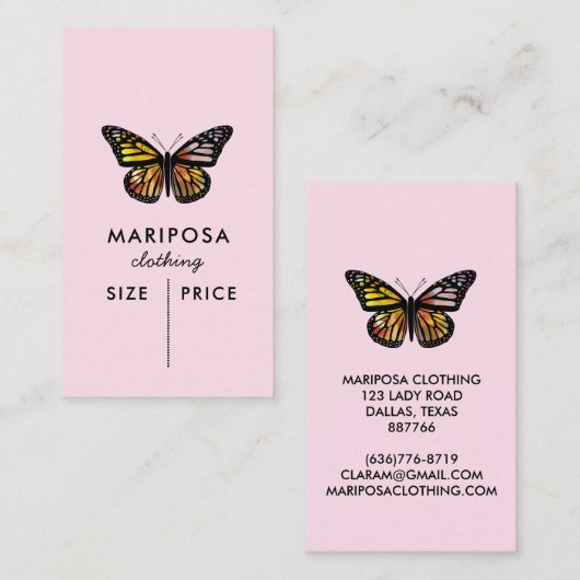 Elegant Butterfly Monarch AANGEPASTE PRIJS LABEL (Voorkant / Achterkant)