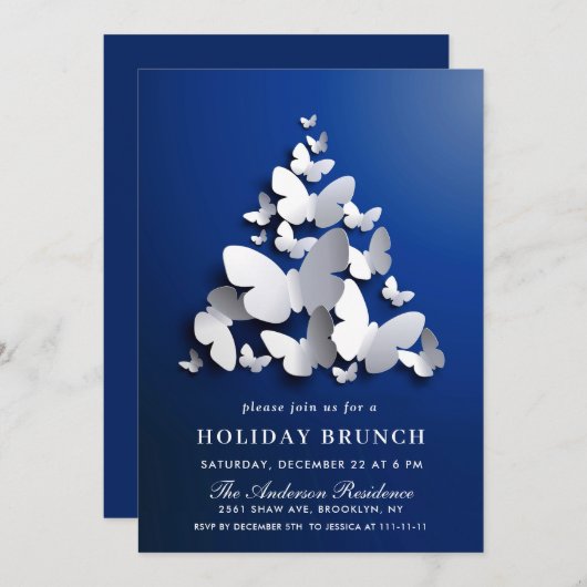 Elegant Butterfly Monarch CHRISTMAS HOLIDAY BRUNCH Kaart (Voorkant / Achterkant)