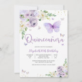 Elegant Butterfly Quinceañera Invitation (Devant)