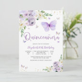 Elegant Butterfly Quinceañera Invitation (Debout devant)