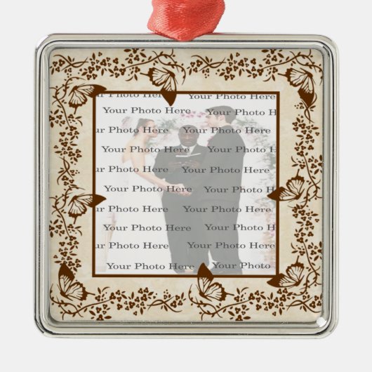 Elegant Butterfly Square Silver Ornament (Voorkant)