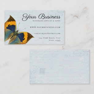 Elegant Butterfly Vintage Blue Romantic Ephemera  Visitekaartje