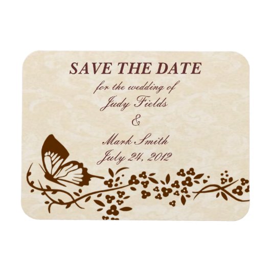 Elegant Butterfly Wedding Save the Date Magnet Magneet (Horizontaal)